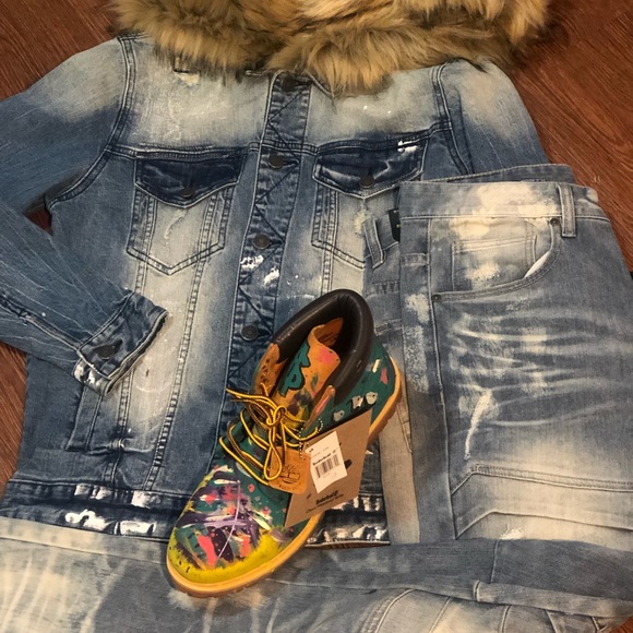 Smoke rise men denim 2 piece - Picture 3 of 6